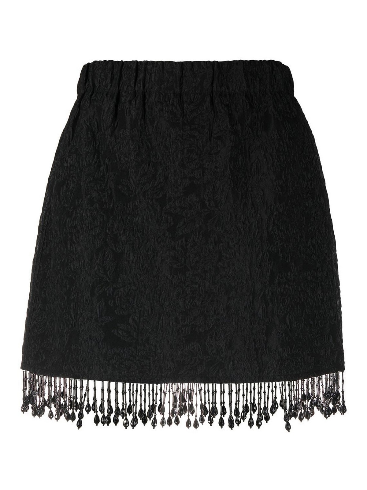 Ganni Organza Fringed Skirt In Black