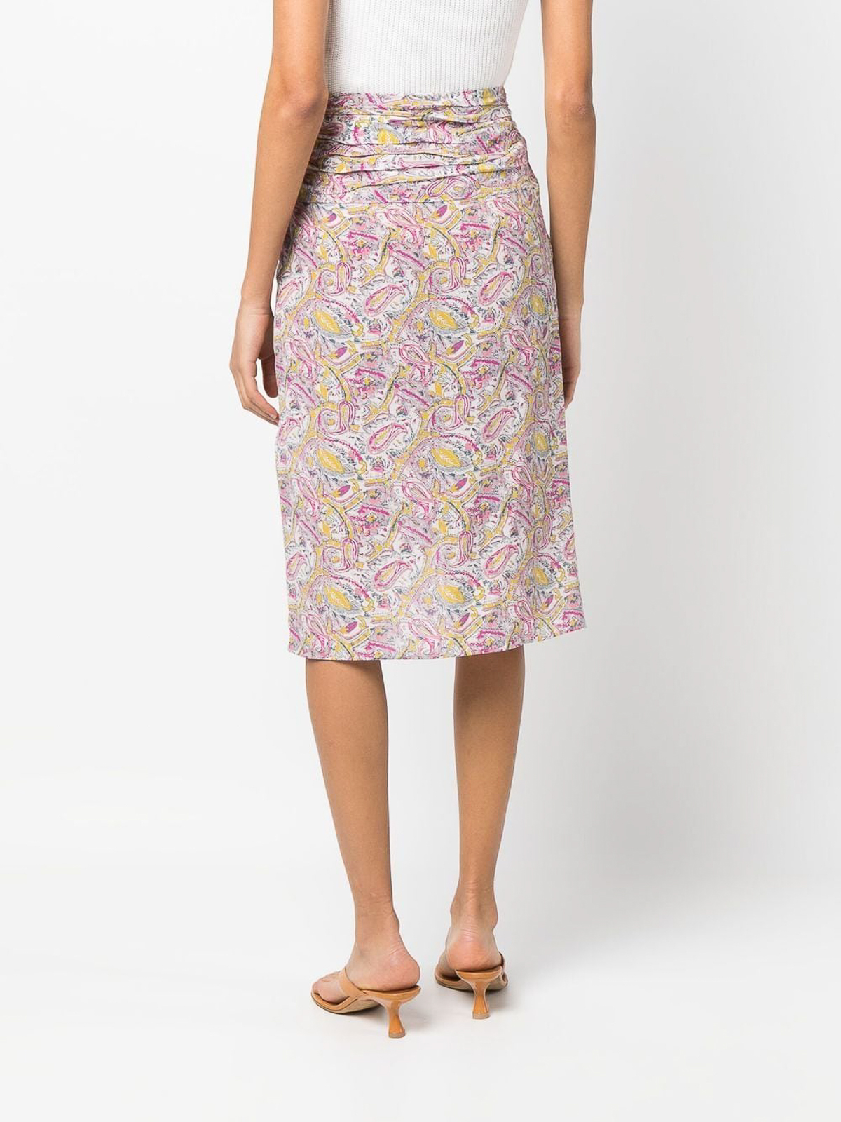 Shop Iro Pinched Midi Skirt In Multicolour