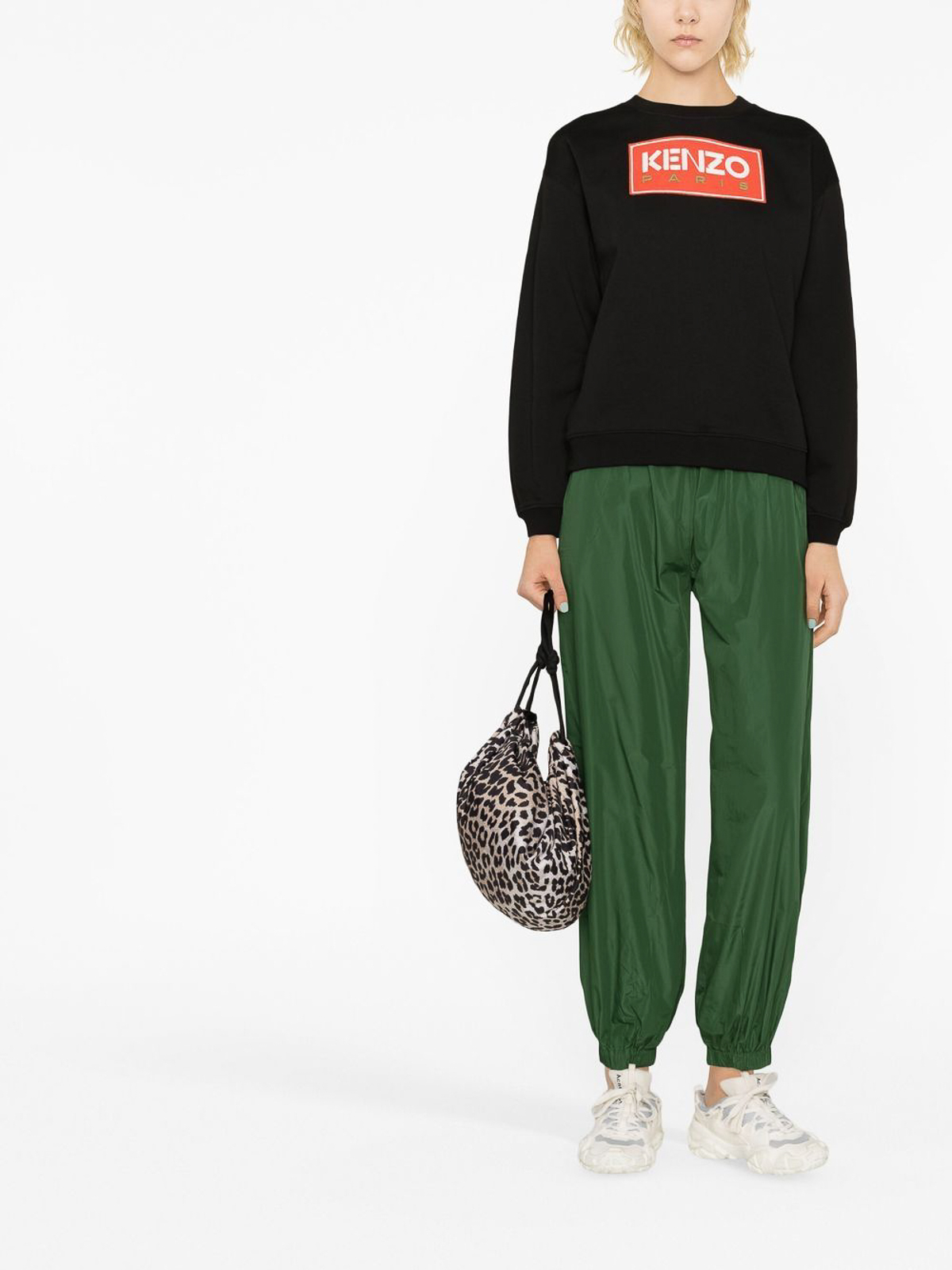 Shop Kenzo Logo Patched Crew Neck In Black