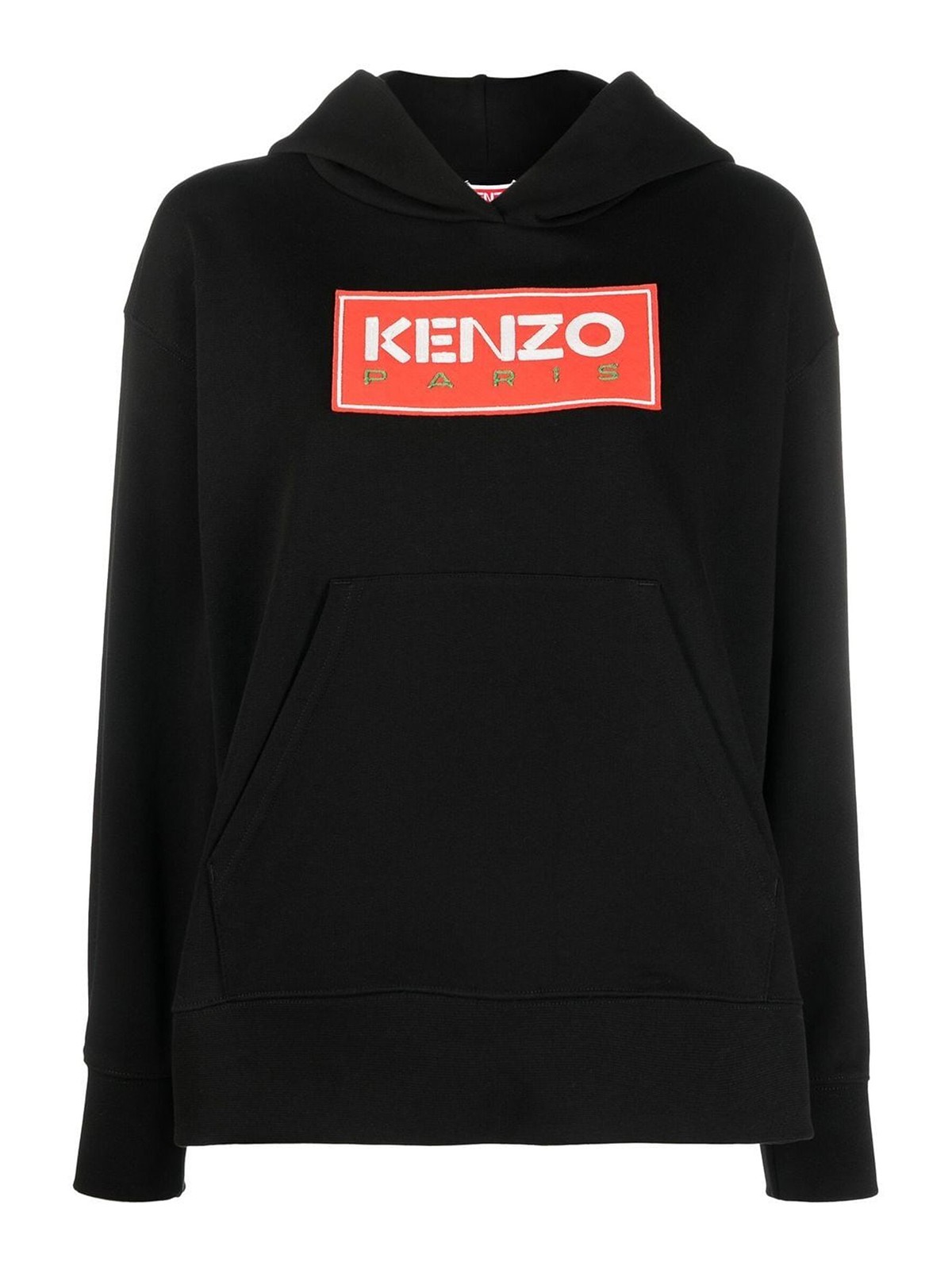 Kenzo Printed Logo Hoodie In Black