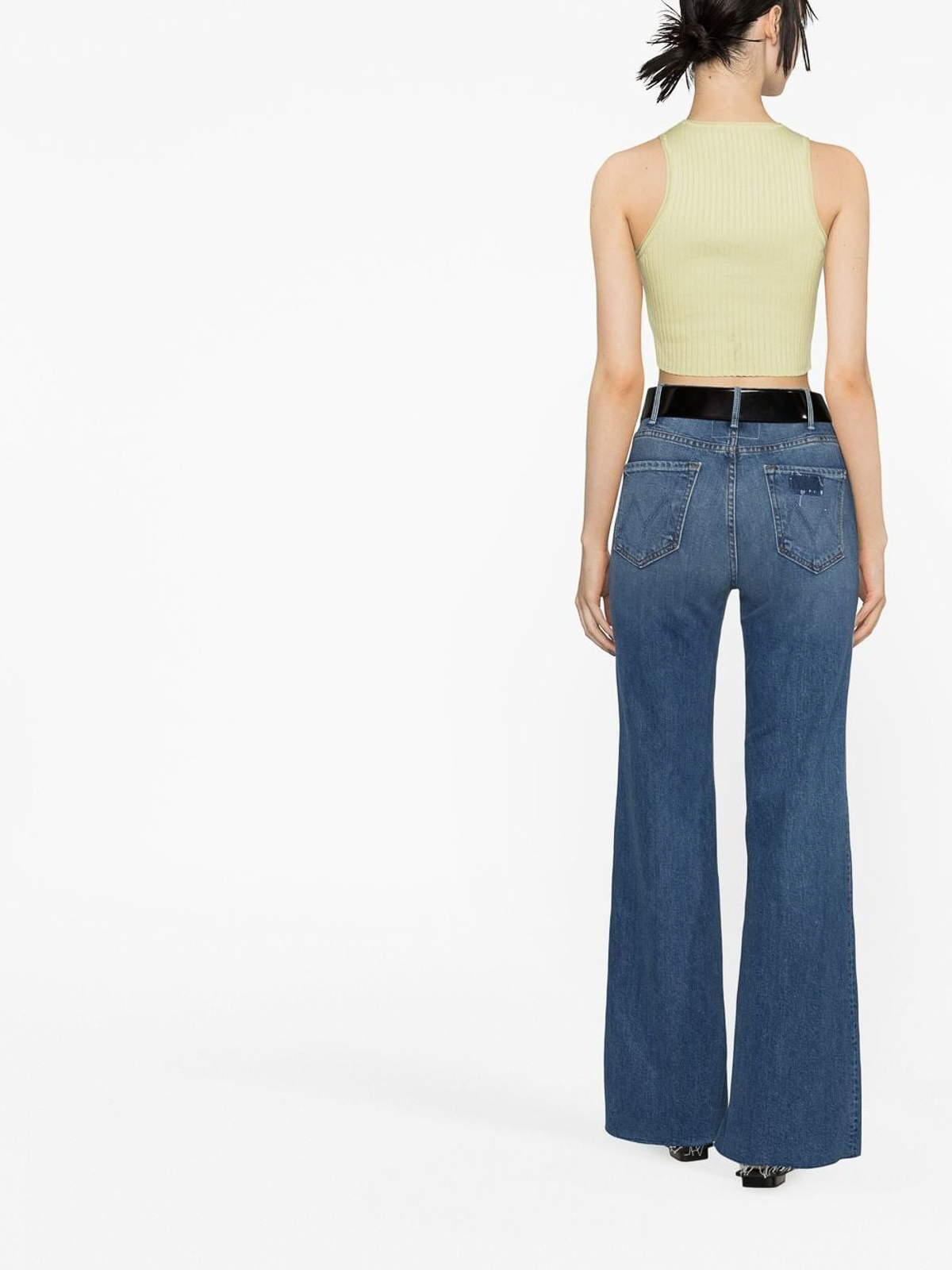 Shop Mother Flared High Waist Jeans In Light Wash
