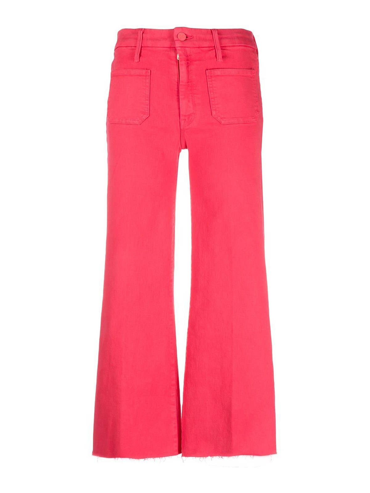 Mother Cropped Flared Jeans In Dark Pink