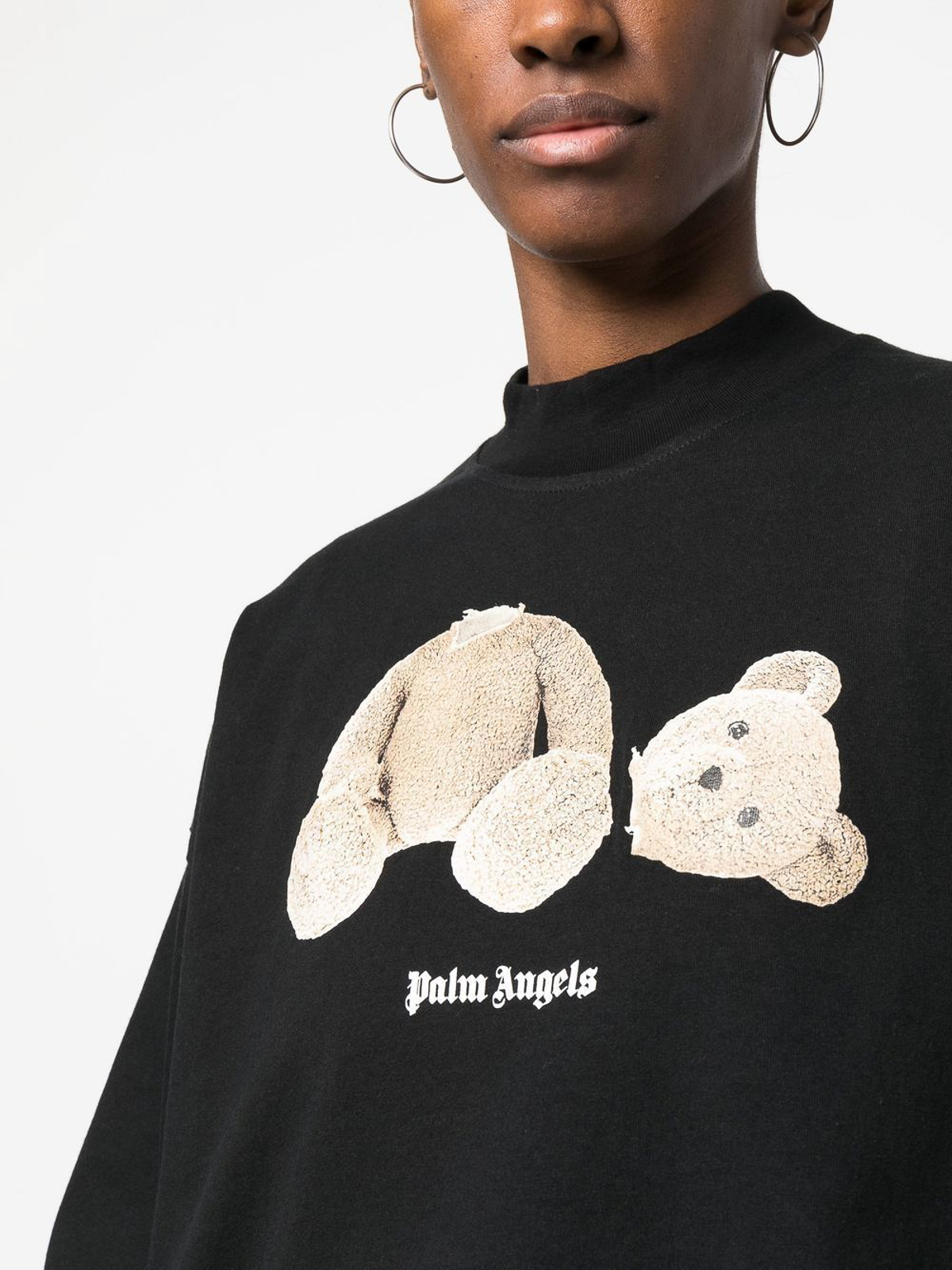 PALM ANGELS: Teddy Bear cotton t-shirt with logo - Black