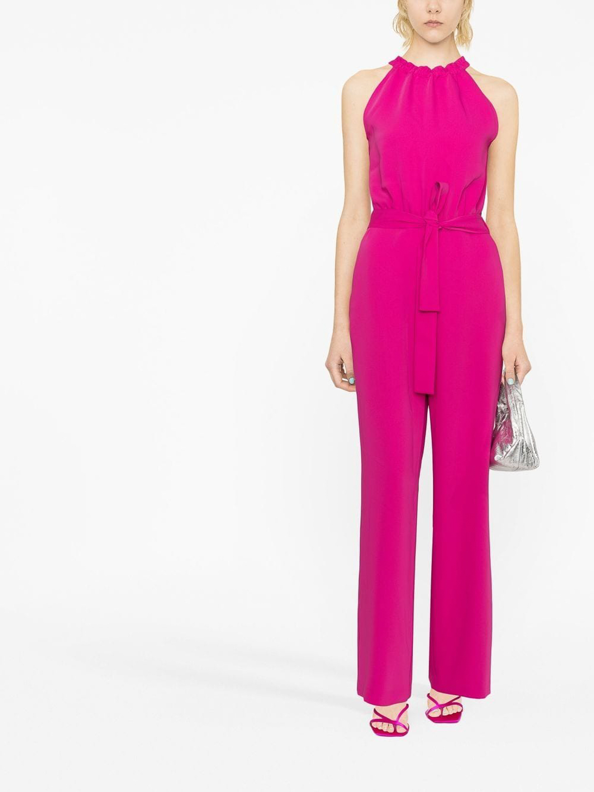 Shop P.a.r.o.s.h Belted Jumpsuit In Fucsia