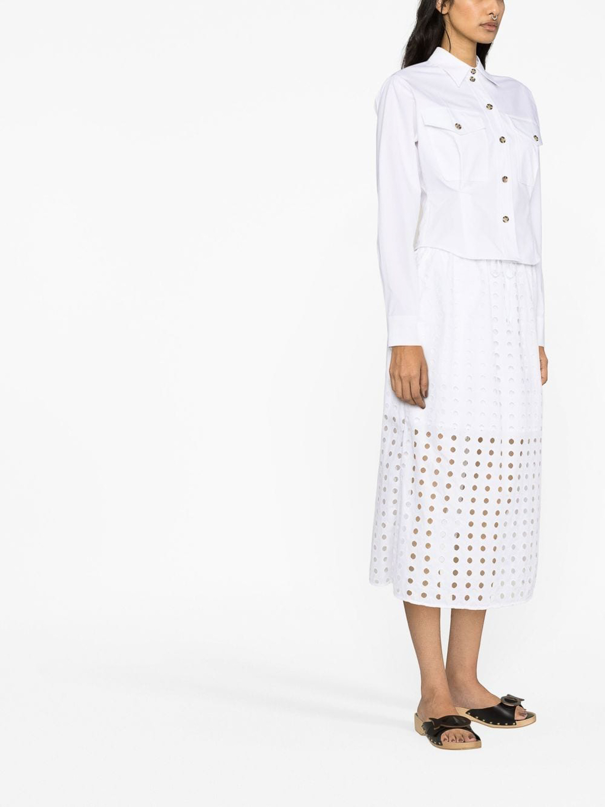 Shop See By Chloé Midi Skirt With Eyelet In White