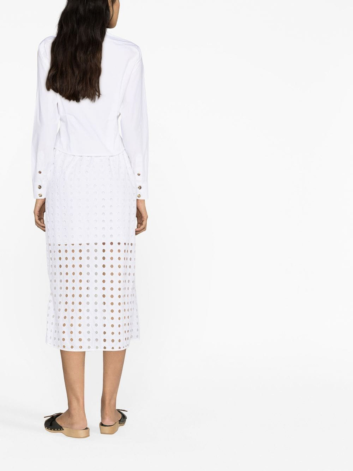 Shop See By Chloé Midi Skirt With Eyelet In White