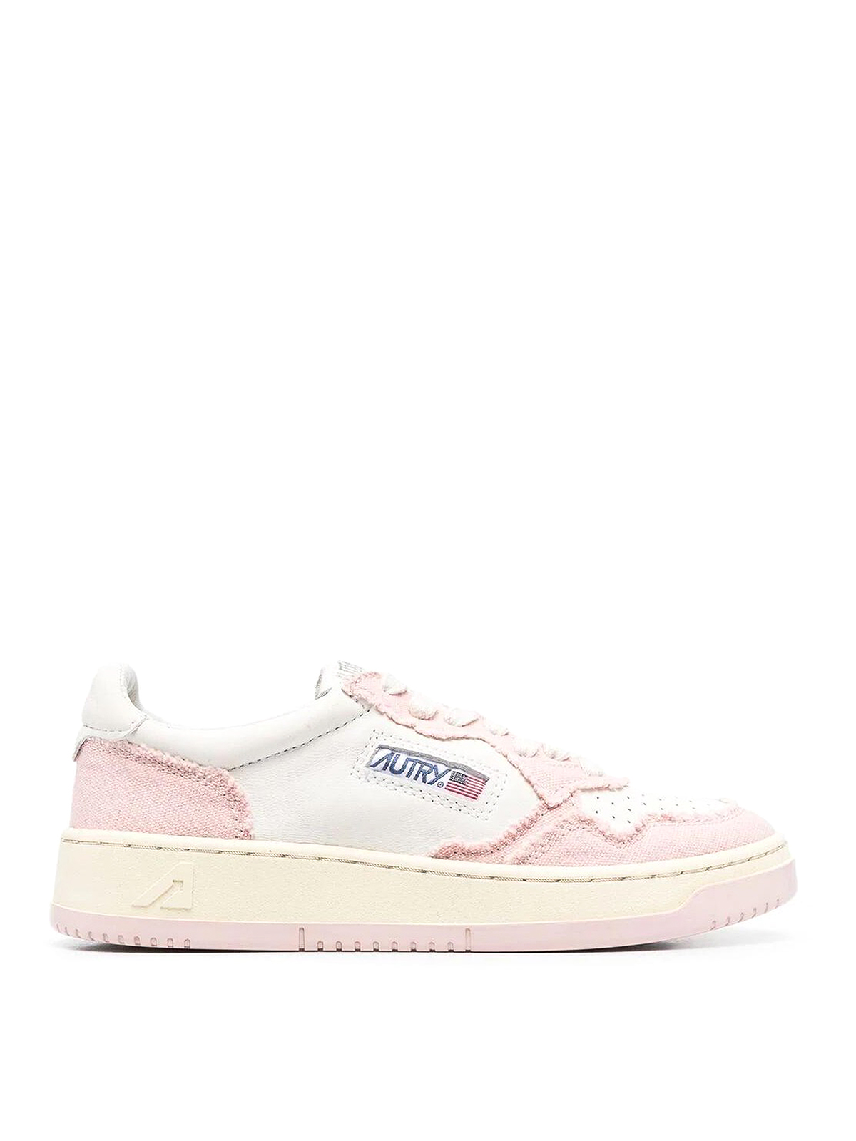 Autry Medalist Leather And Fabric Sneakers In Pink