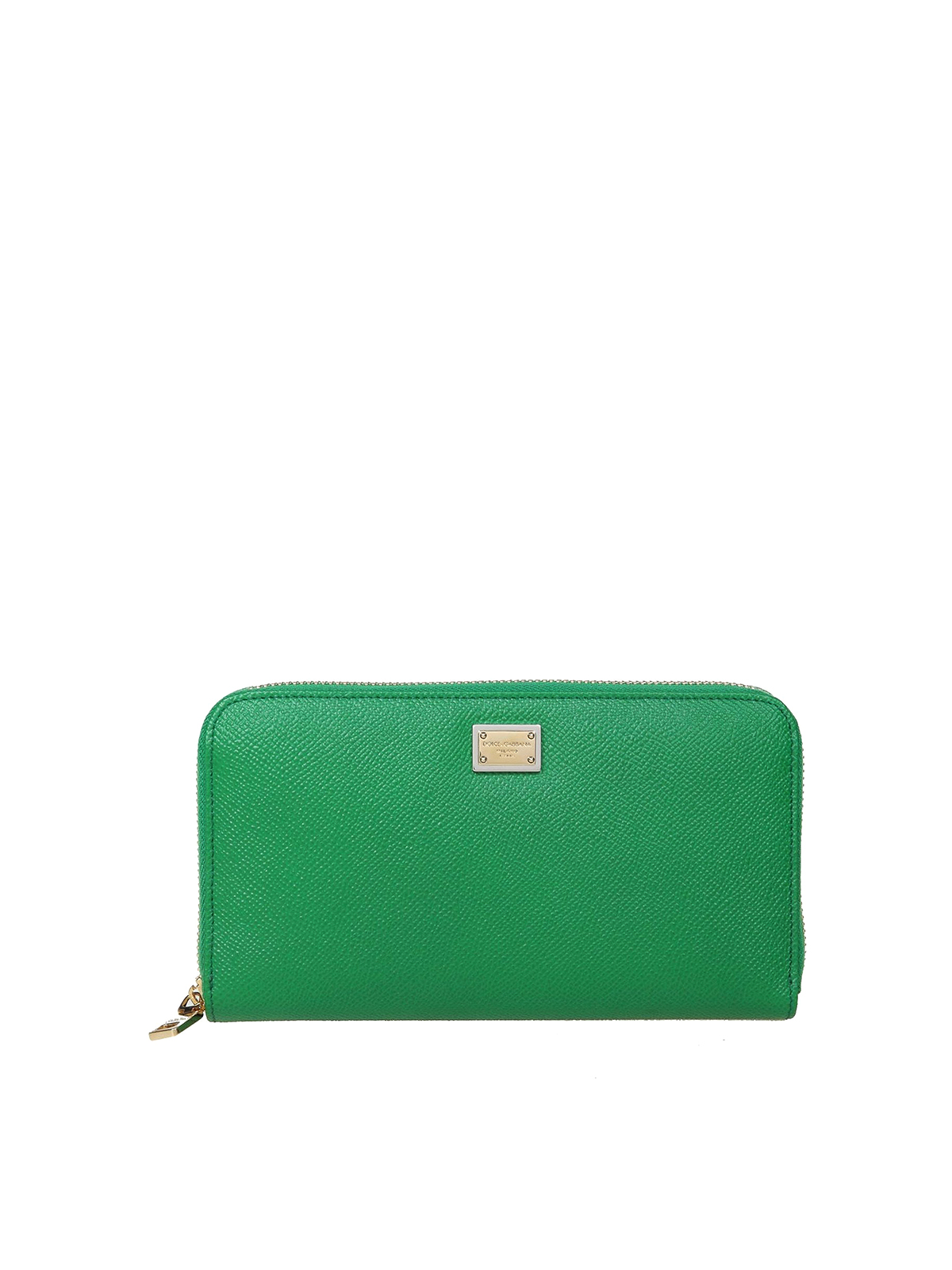 Dolce & Gabbana Leather Wallet With Zip Closure In Green