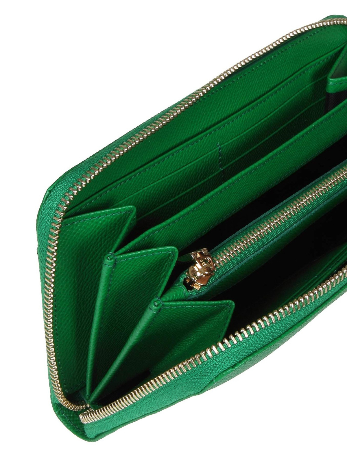 Shop Dolce & Gabbana Leather Wallet With Zip Closure In Green