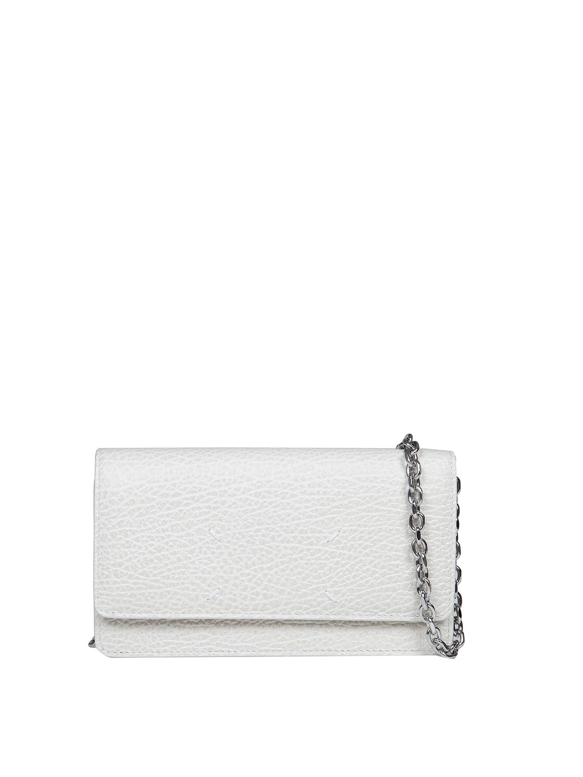Maison Margiela Mini Chain Leather Bag With Shoulder Strap In White