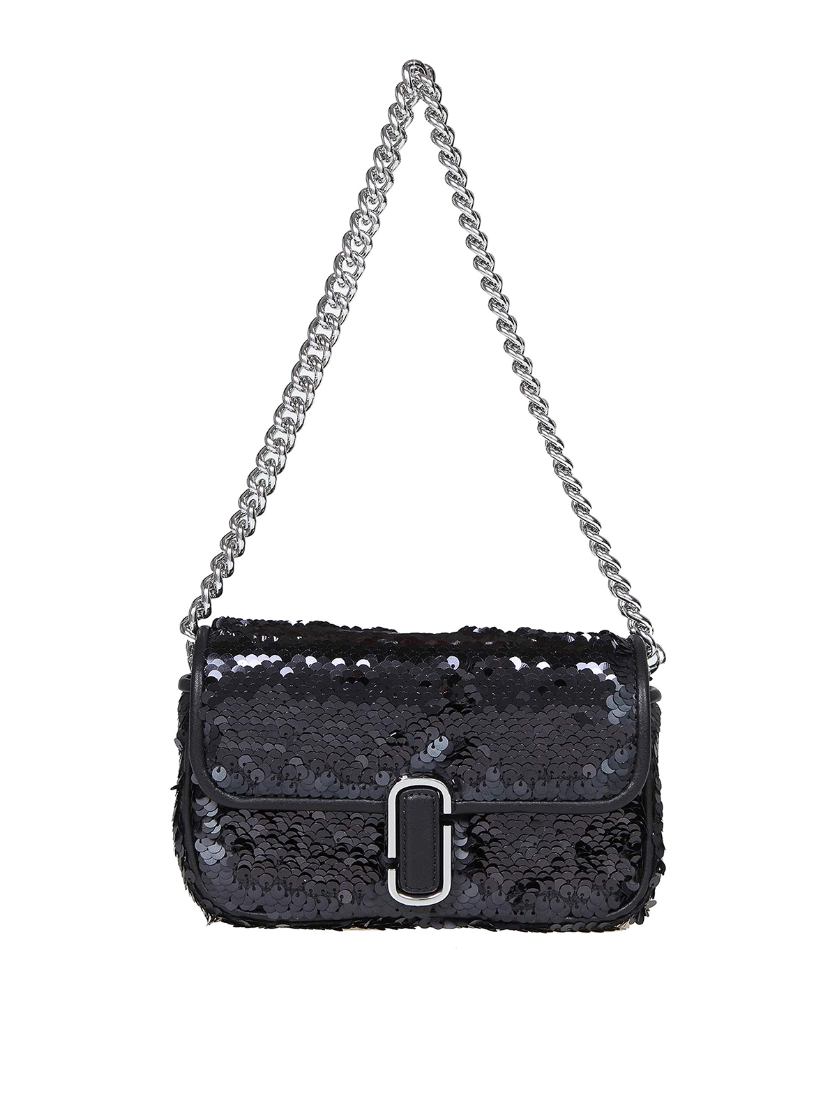 Shop Marc Jacobs Mini Fabric Bag With Sequins And Logo In Black