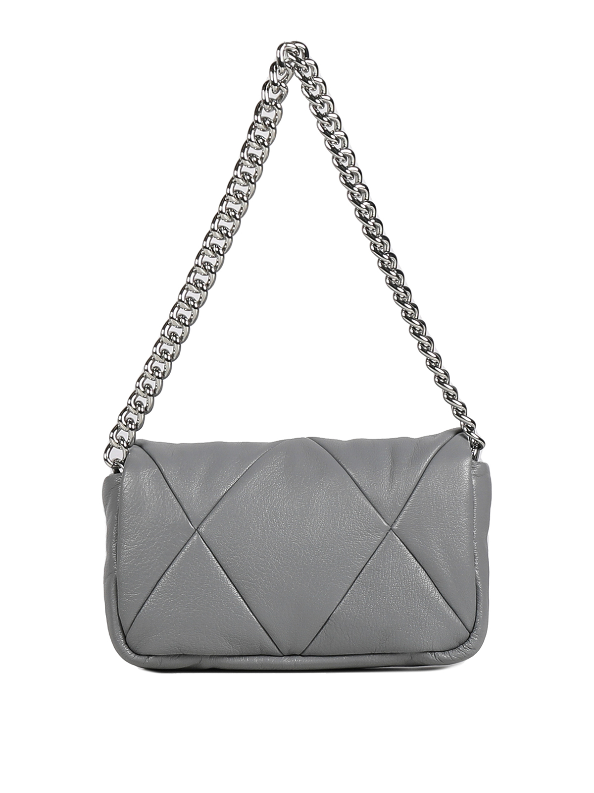 Shop Marc Jacobs Quilted Leather Shoulder Bag With Logo In Grey