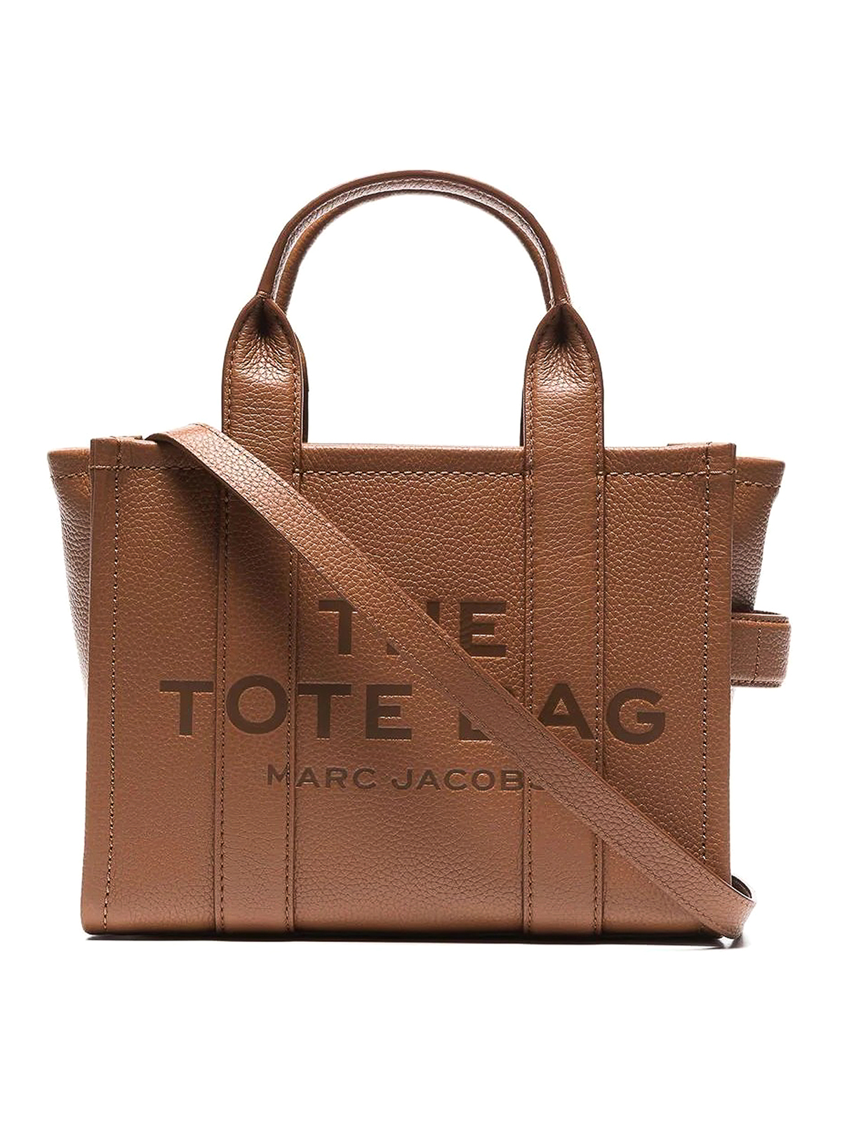 Shop Marc Jacobs The Leather Small Tote Bag In Brown