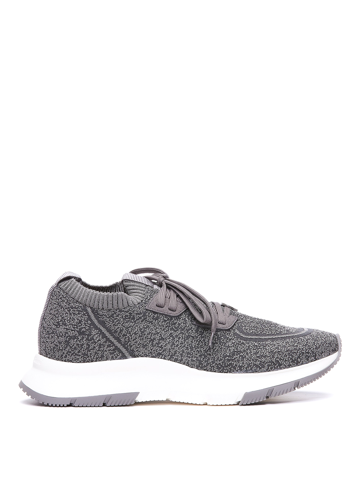 Shop Gianvito Rossi Knitted Sneakers With Elasticized Effect In Gris