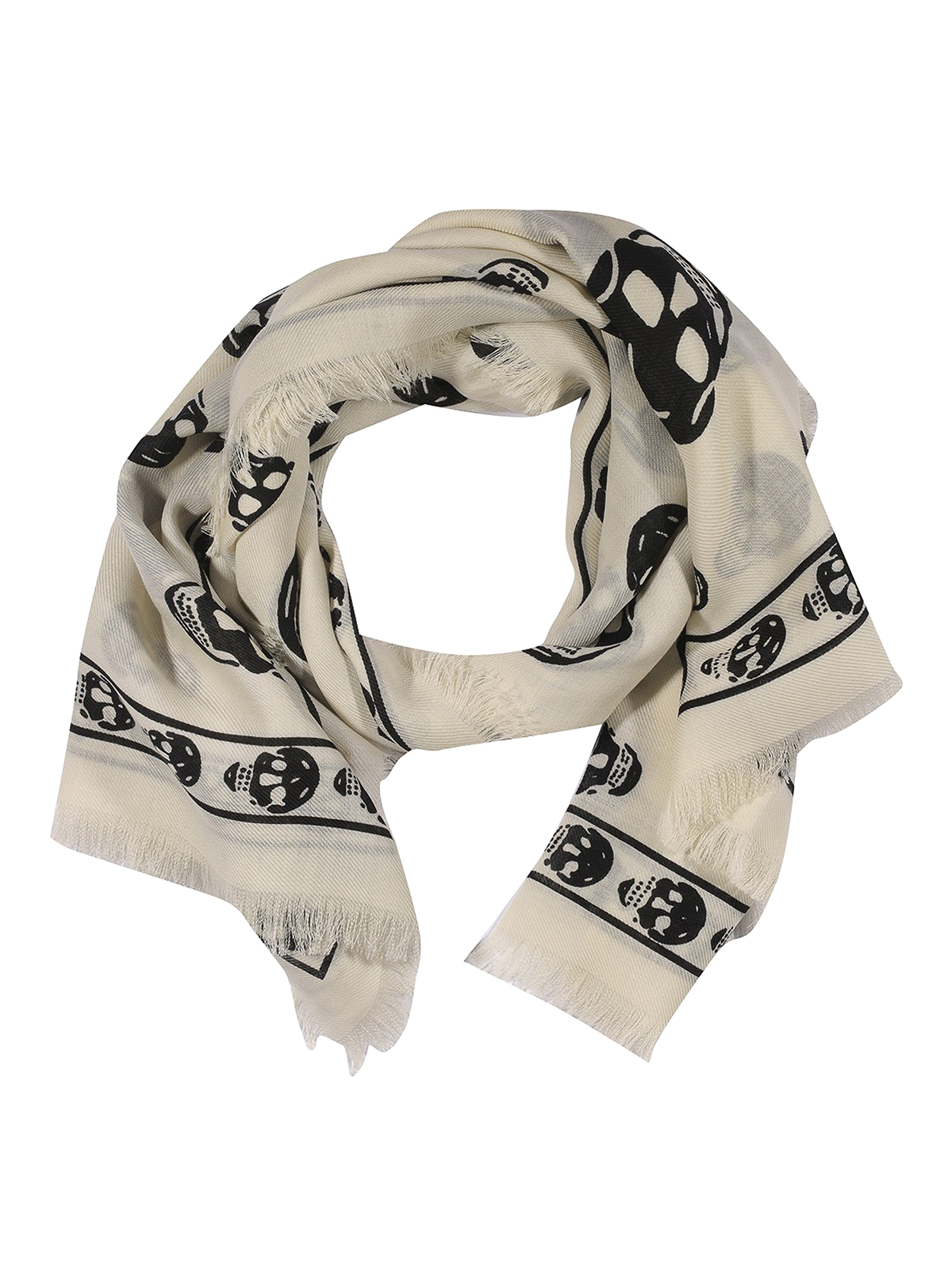 Alexander Mcqueen Wool Scarf With Logo In White