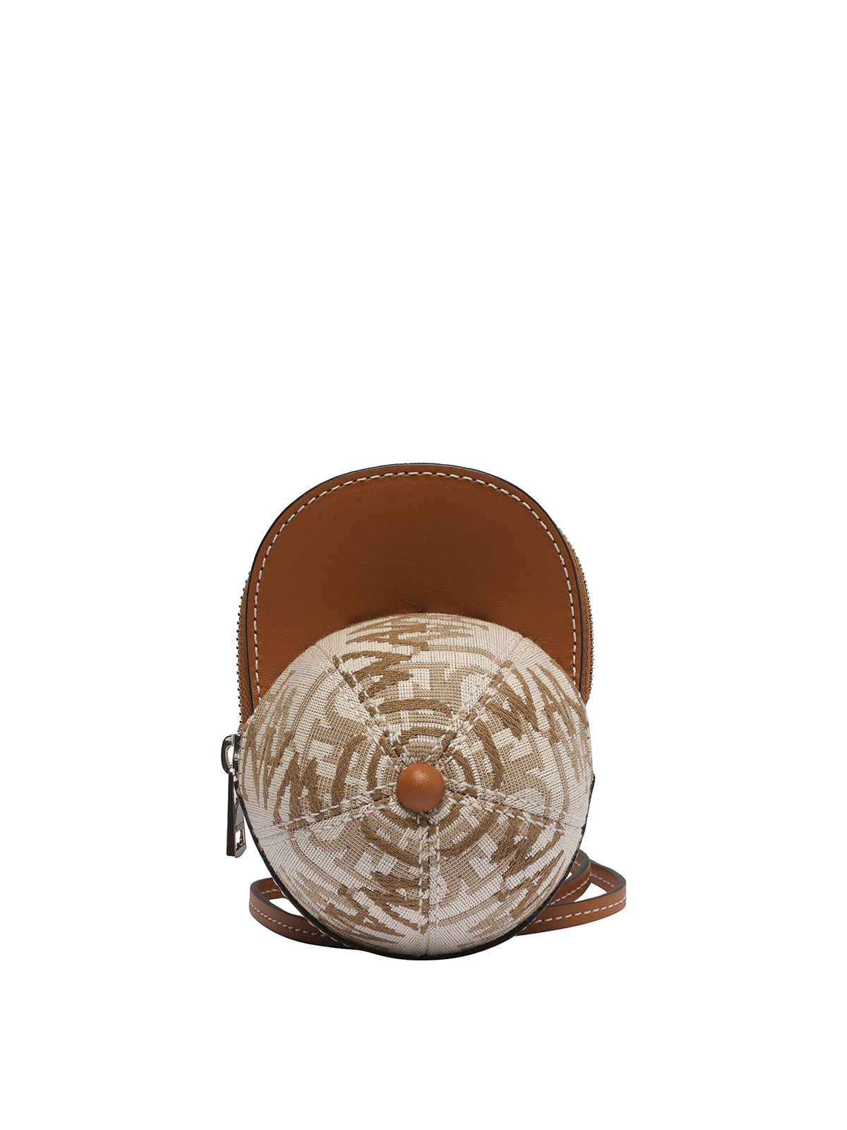 Jw Anderson Leather Shaped Cap Bag With Zip Closure In Brown