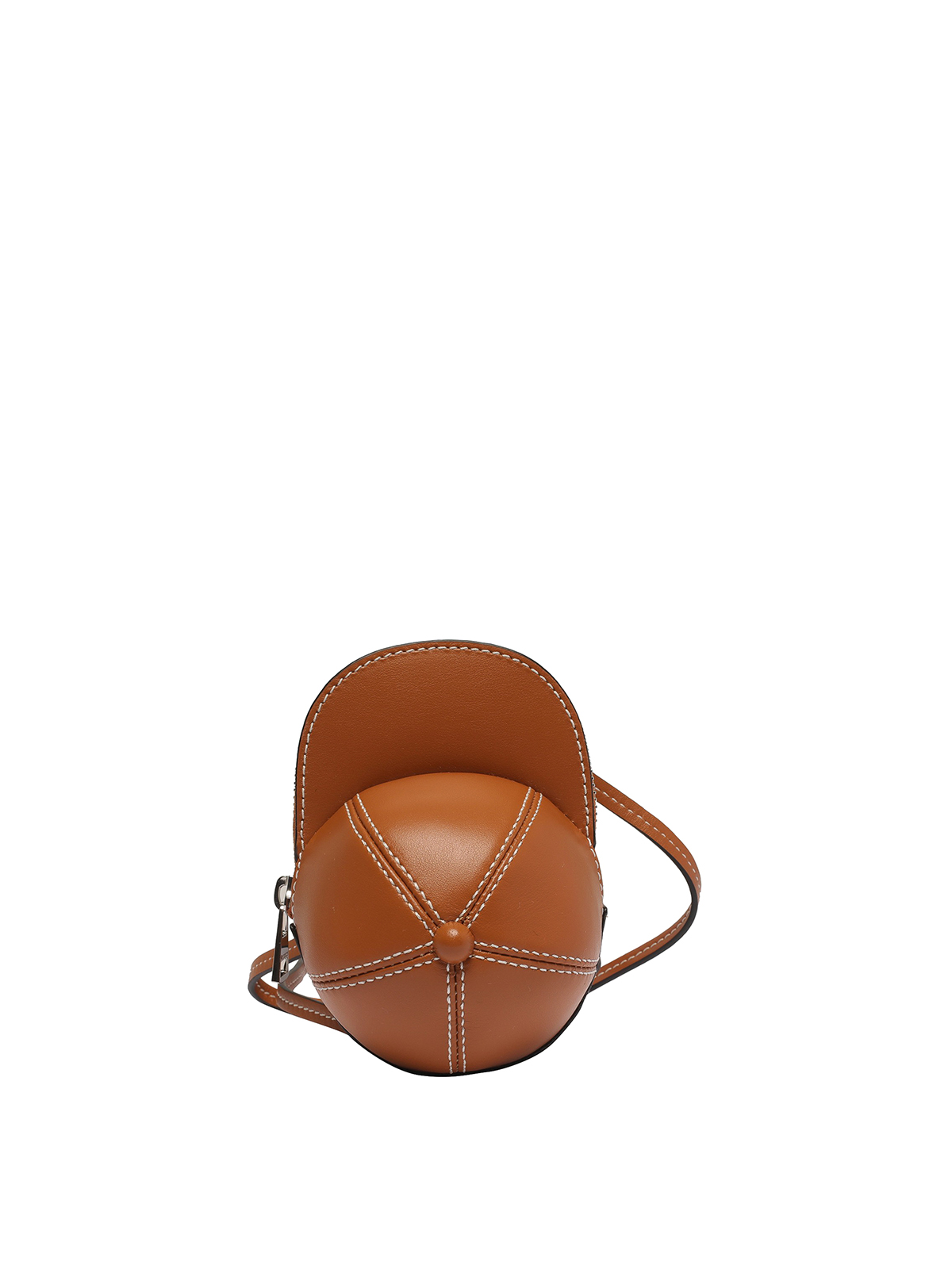 Jw Anderson Leather Shaped Cap Bag With Zip Closure In Brown