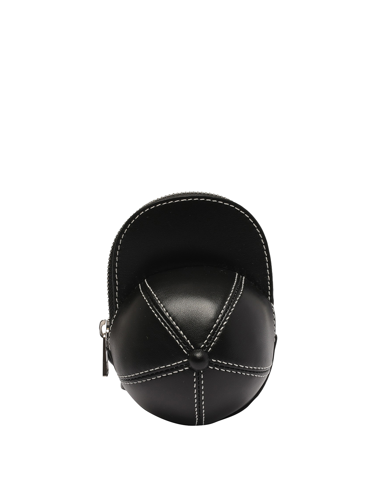 Jw Anderson Leather Shaped Cap Bag With Zip Closure In Black