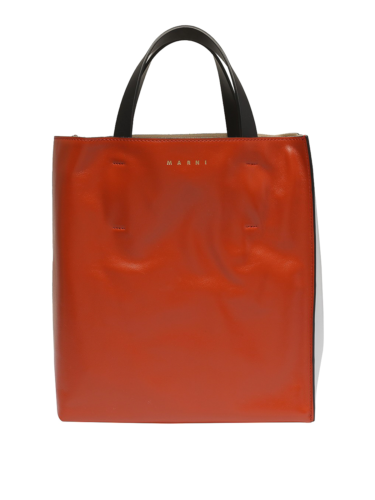 Marni Leather Bag With Contrast Back In Orange