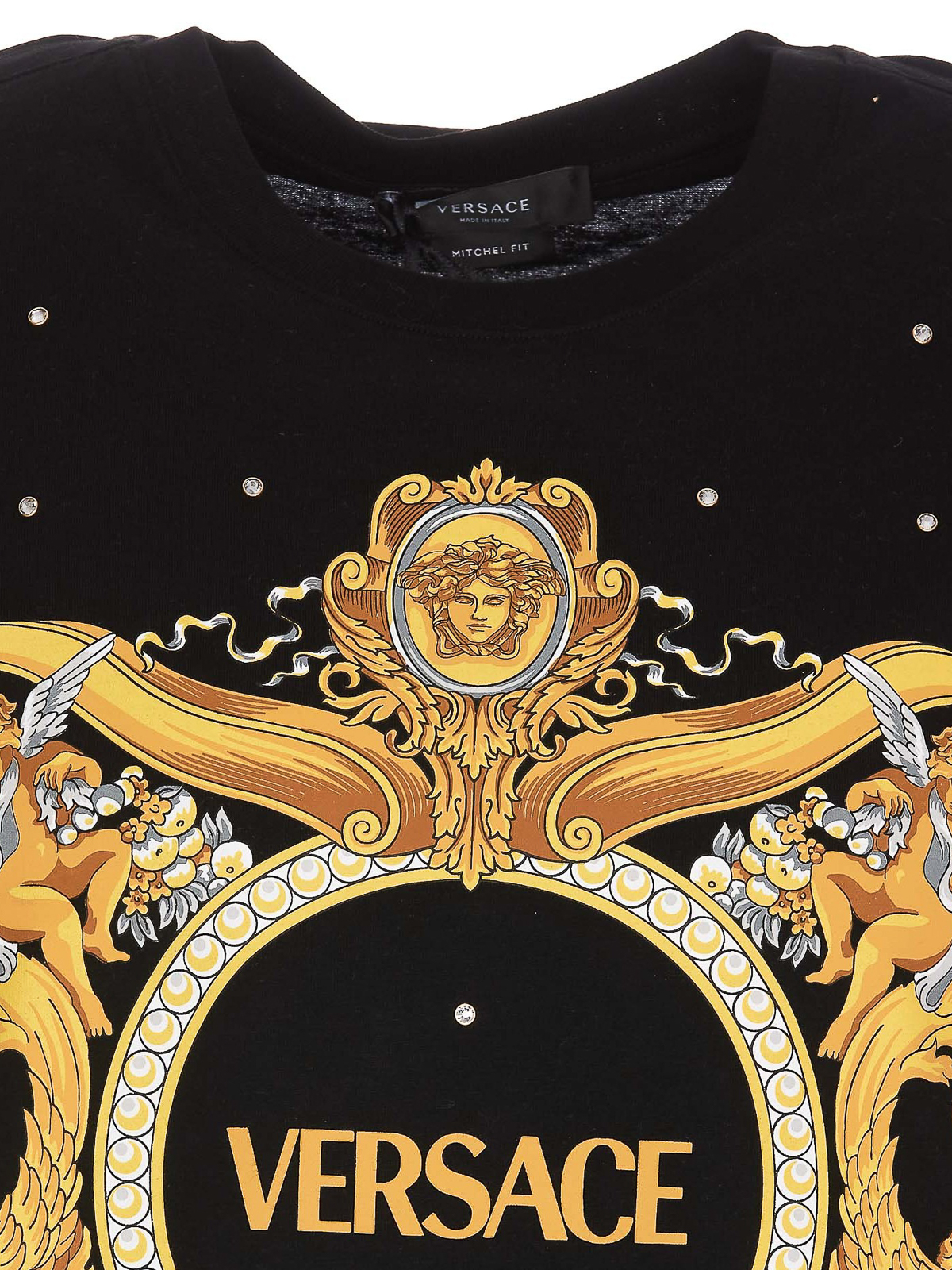 Versace T-shirt with crystal details and printed logo