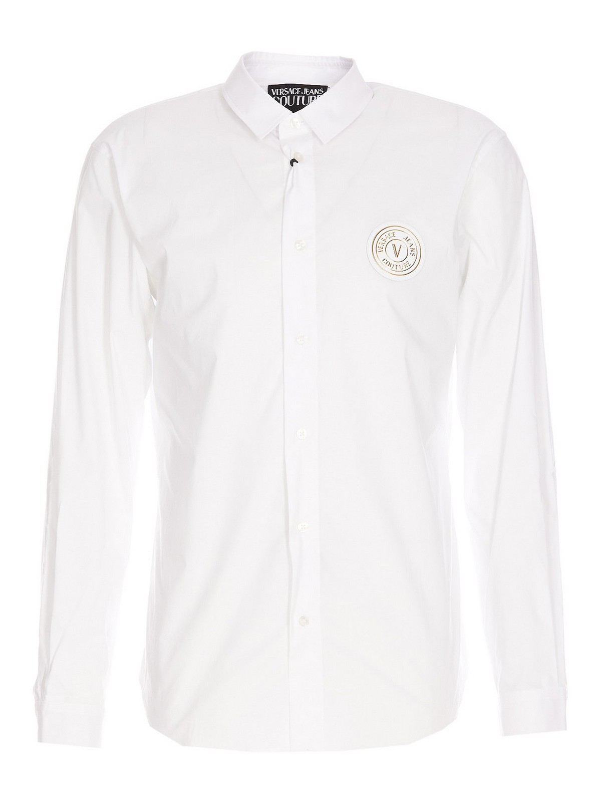 Versace Jeans Couture Shirt With Printed Logo And Button On Cuffs In White