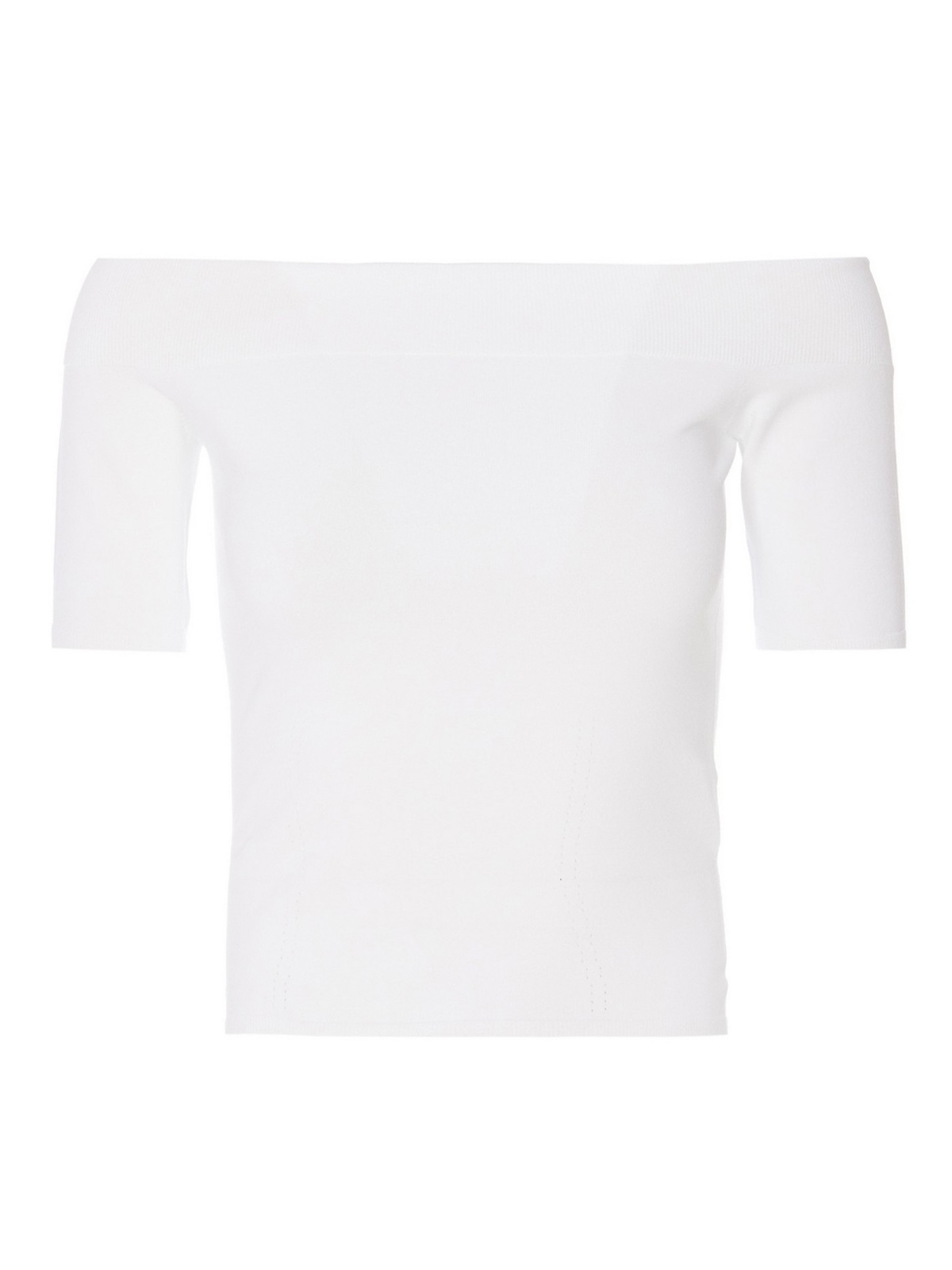 Alexander Mcqueen Elasticized Top With Boat Neck In White