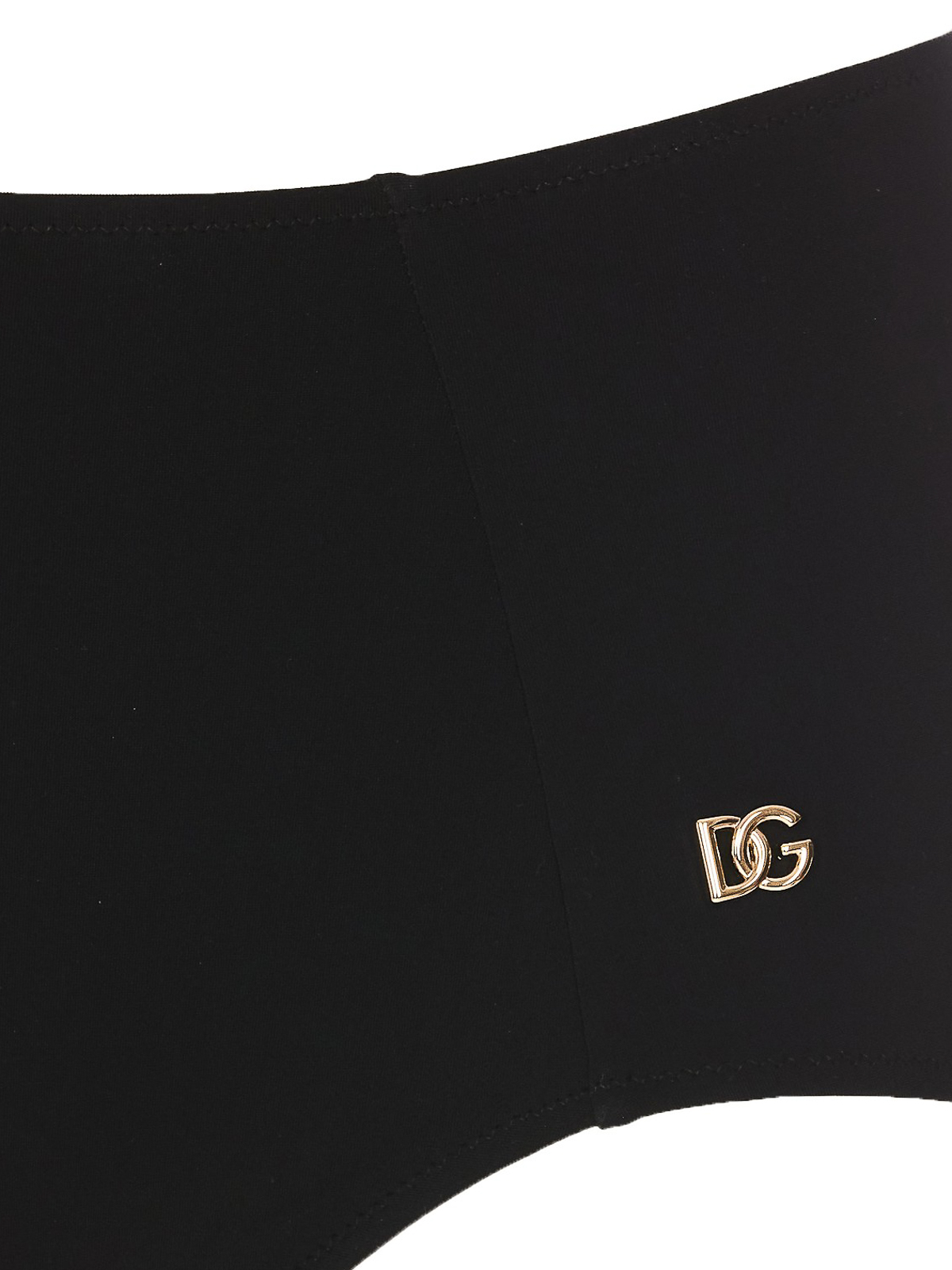 Shop Dolce & Gabbana High Waist Slip With Logo Plaque In Negro