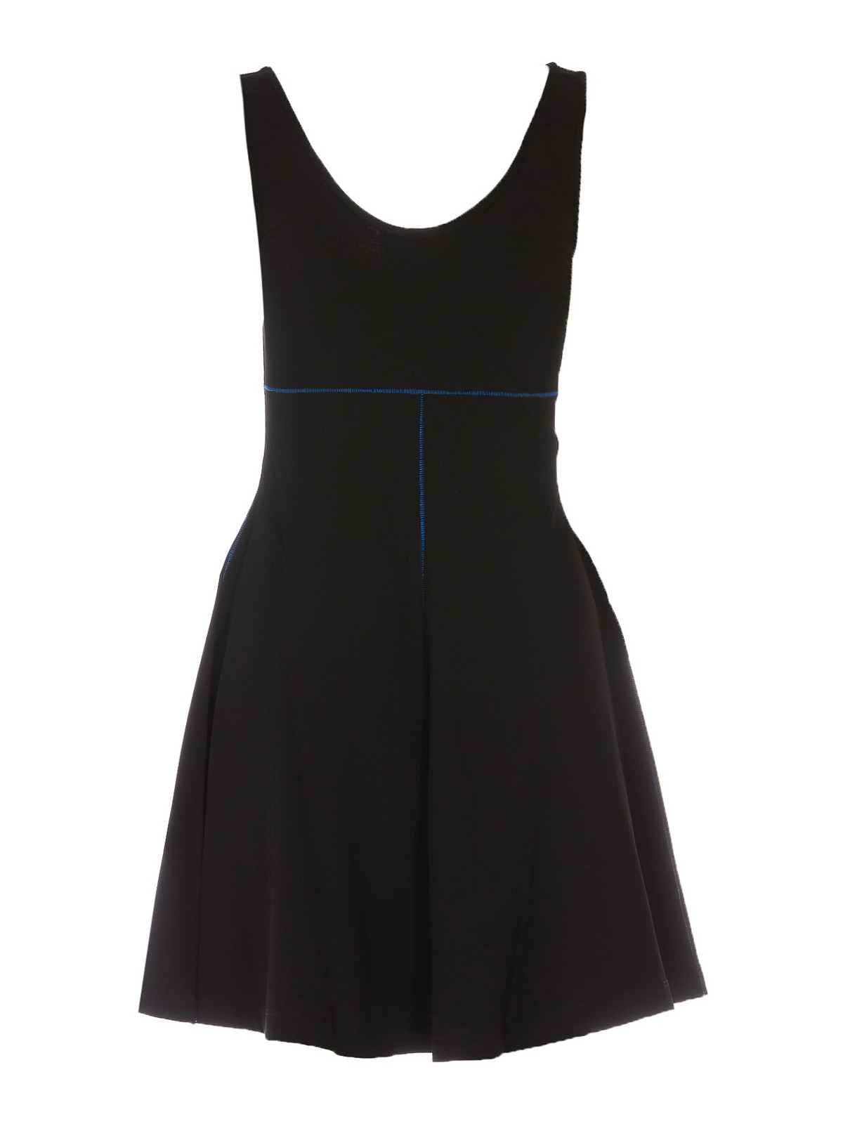 Shop Marni Elasticized Dress With Boat Neck, Sleeveless In Negro
