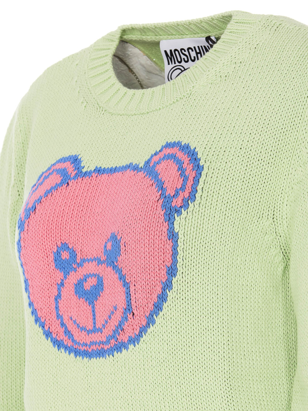 Shop Moschino Crewneck Pullover  Embroidered On The Front In Green