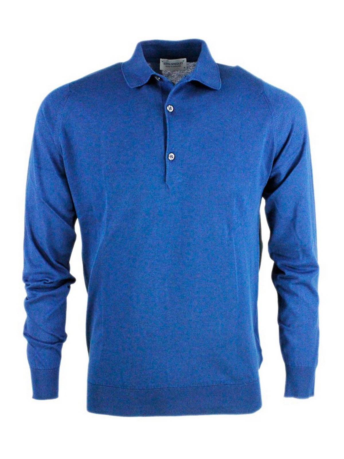 John Smedley Cotton Long Sleeves Polo In Light Blue