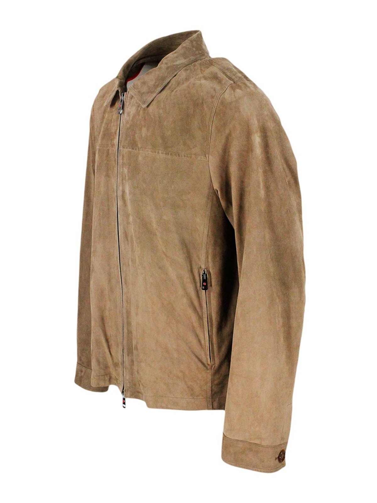 Shop Kired Zipped Polo Collar Jacket In Taupe