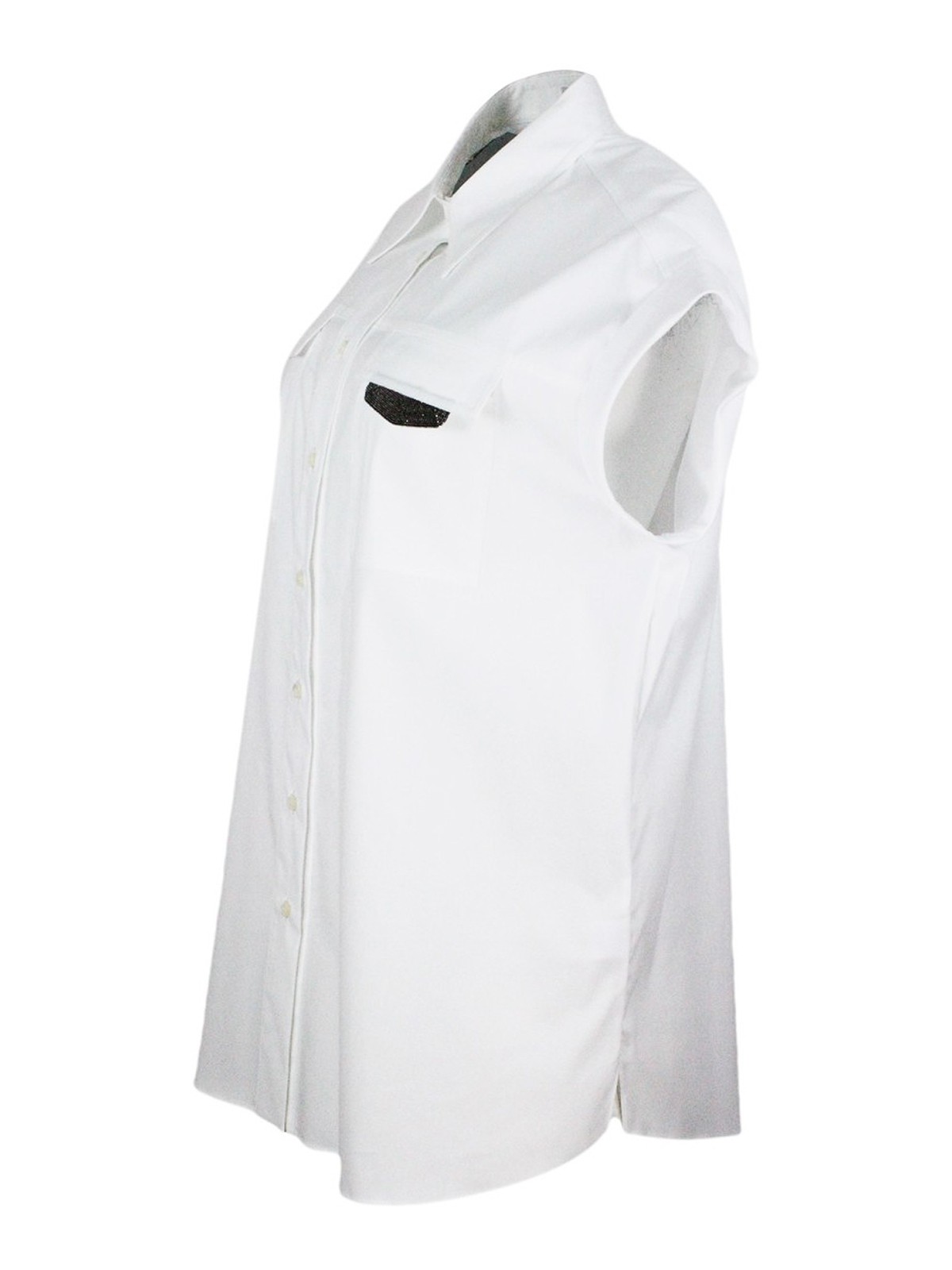 Shop Brunello Cucinelli Sleeveless Shirt In White