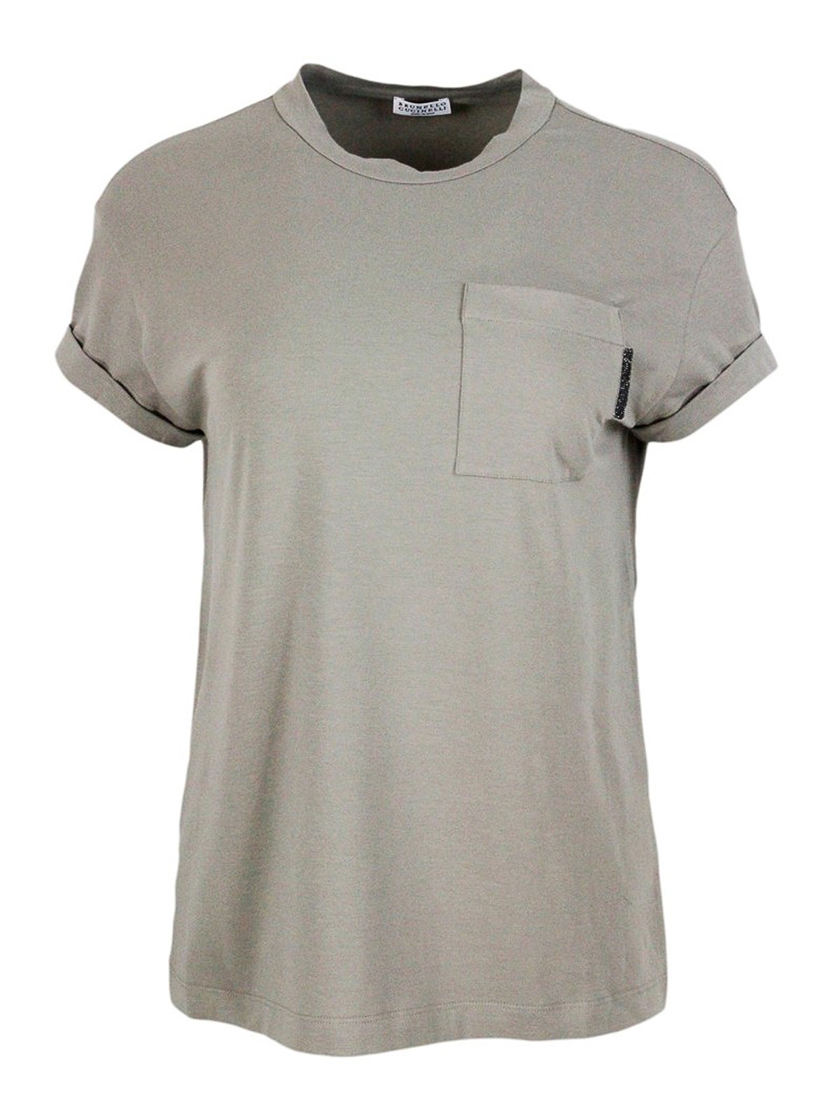 Brunello Cucinelli Breast Pocket T-shirt In Taupe