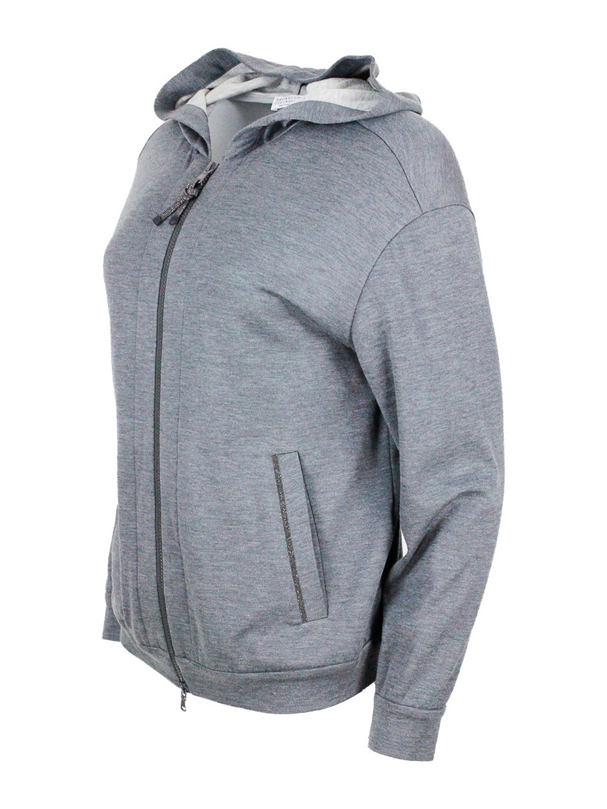 Shop Brunello Cucinelli Zipped Cotton Hoodie In Grey