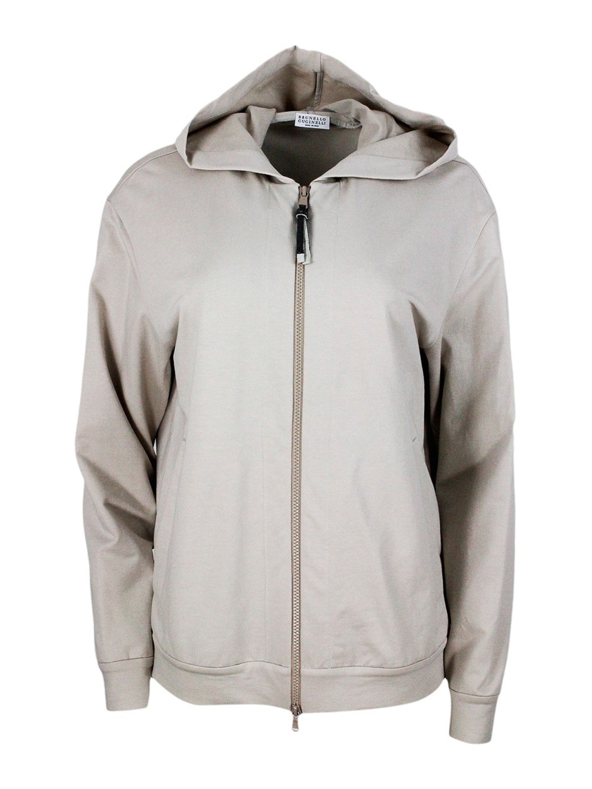 Shop Brunello Cucinelli Cotton Zipped Sweatshirt In Light Grey