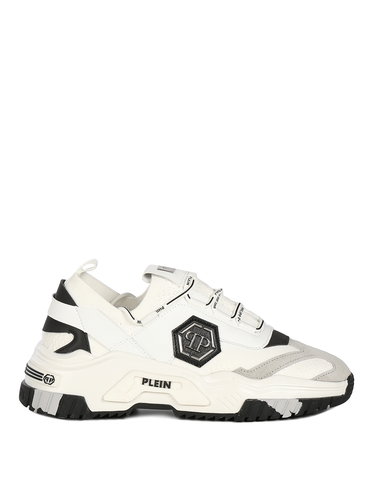 Philipp Plein Leather Sneakers With Distressed-effect Logo In White