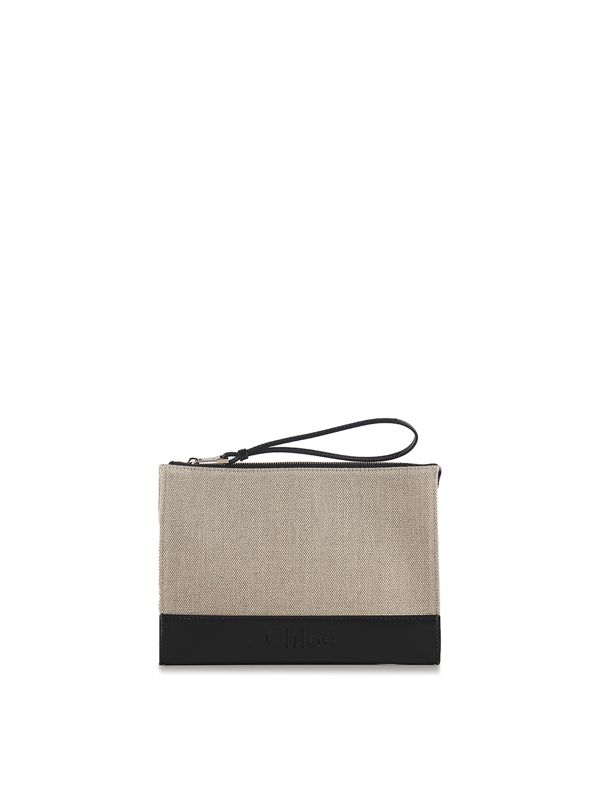 Chloé Canvas And Leather Purse With Logo In Black