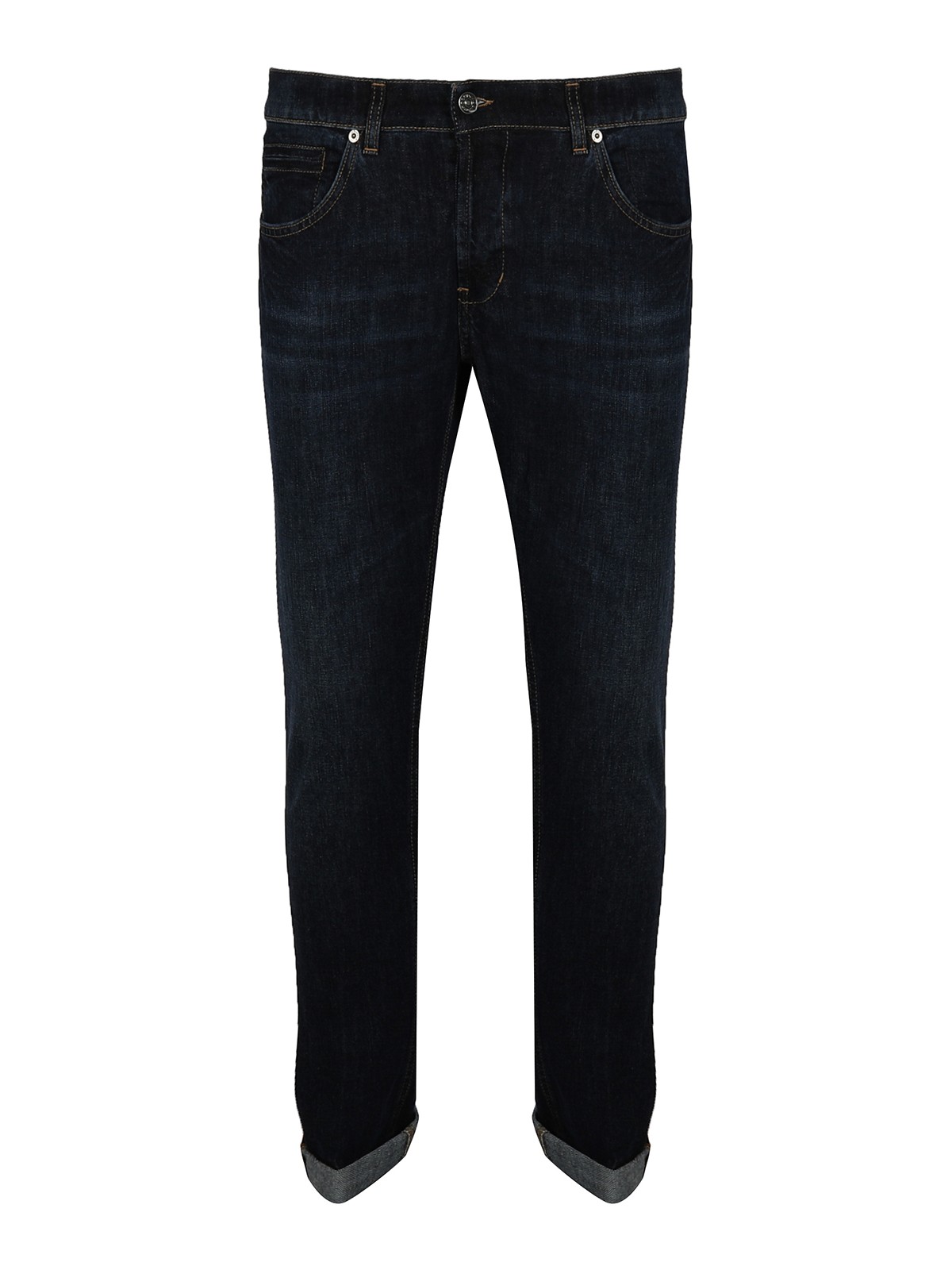 Shop Dondup Wide-leg Jeans With Turn-ups In Dark Wash