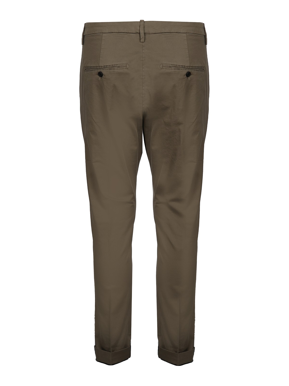 Shop Dondup Casual Cotton Trousers With Concealed Zip In Dark Green