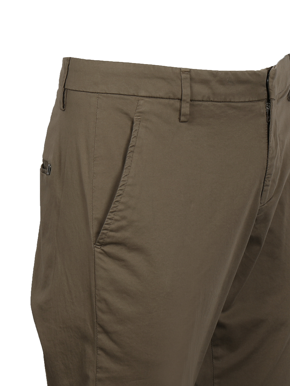 Shop Dondup Casual Cotton Trousers With Concealed Zip In Dark Green