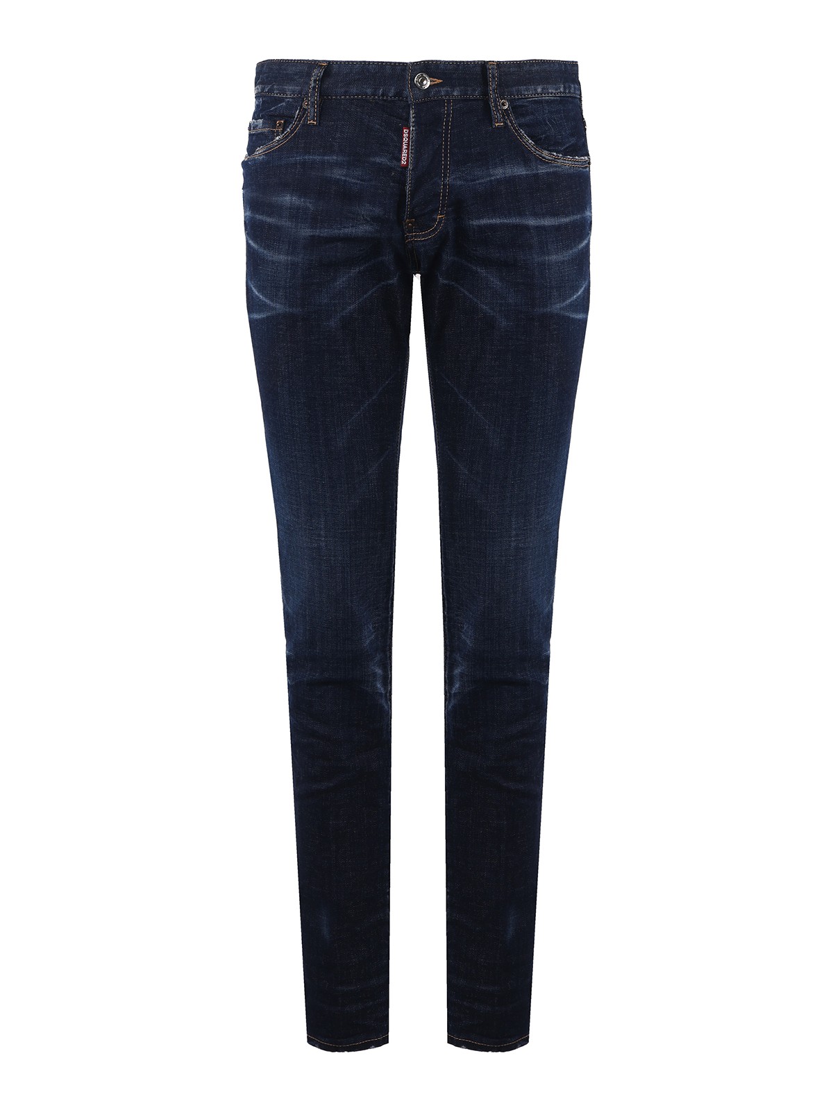 Dsquared2 Skinny Jeans With Shading And Logo Patch In Dark Wash