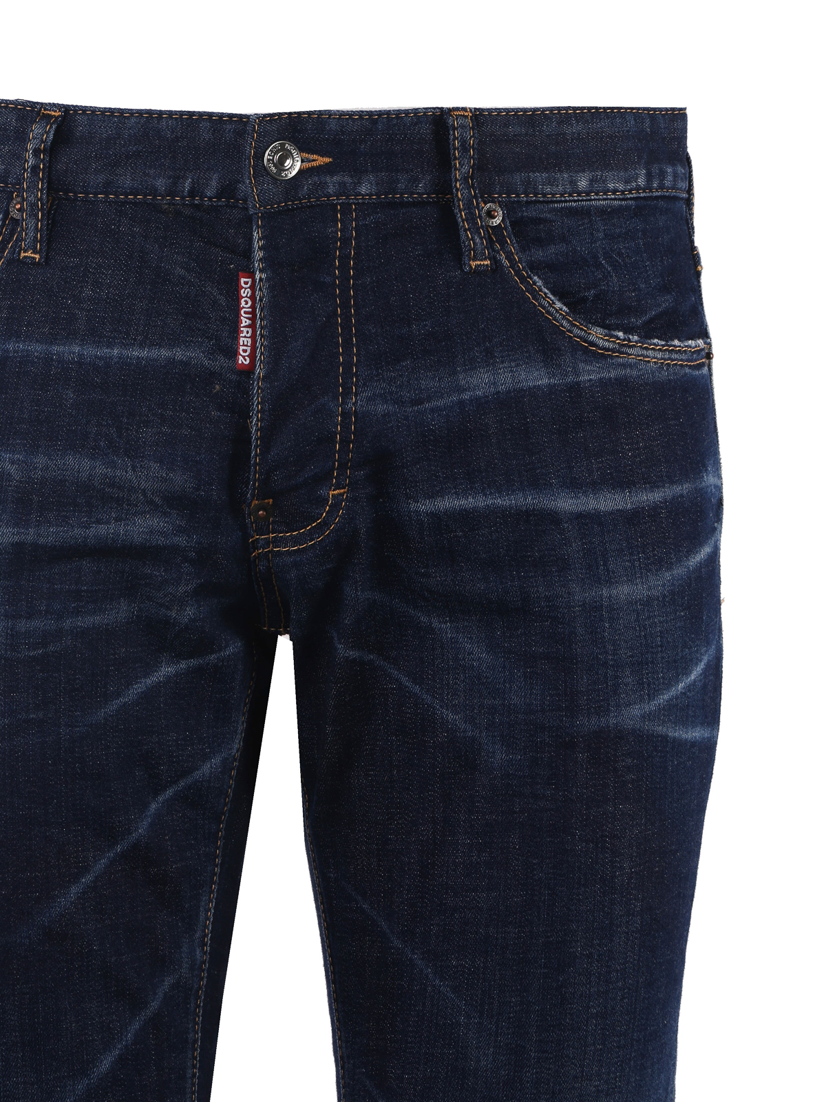 Shop Dsquared2 Skinny Jeans With Shading And Logo Patch In Dark Wash