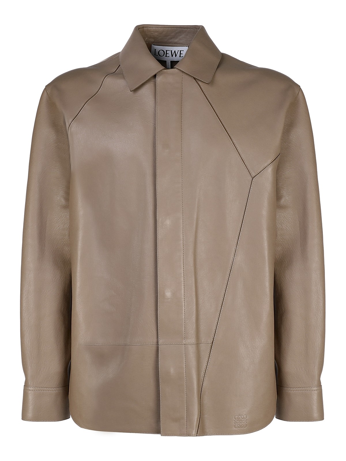 Shop Loewe Leather Jacket In Camel