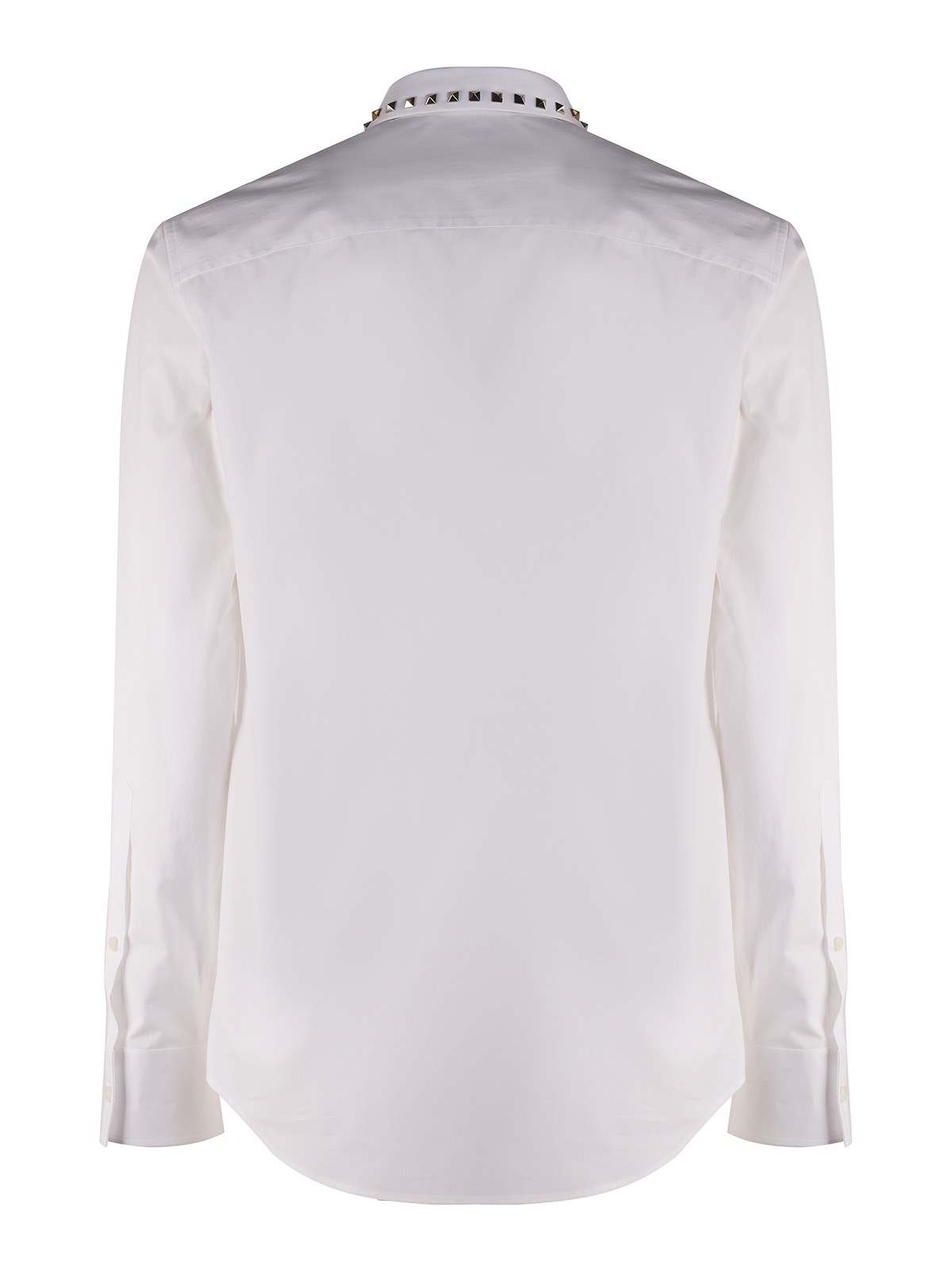 Shop Valentino Cotton Shirt With Studs On Collar In White