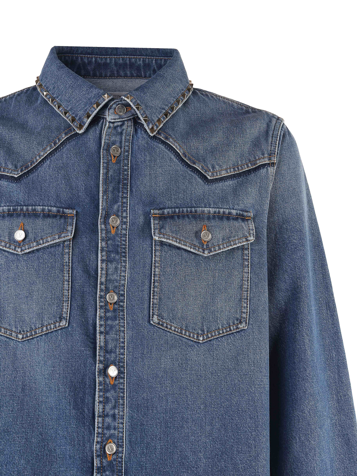 Shop Valentino Denim Jacket With Contrasting Back In Light Wash