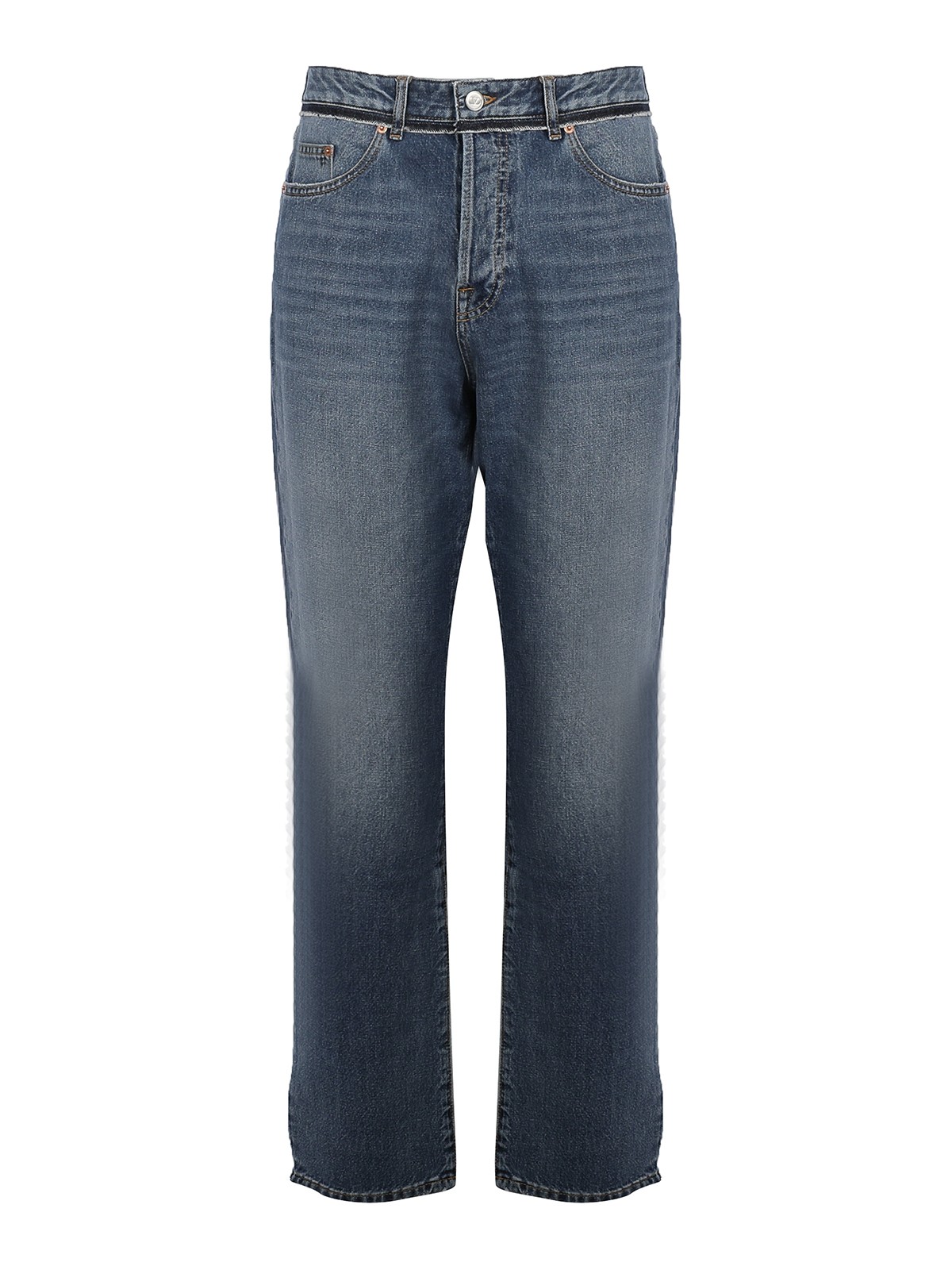 Shop Valentino Wide-leg Jeans With Contrast Back In Light Wash