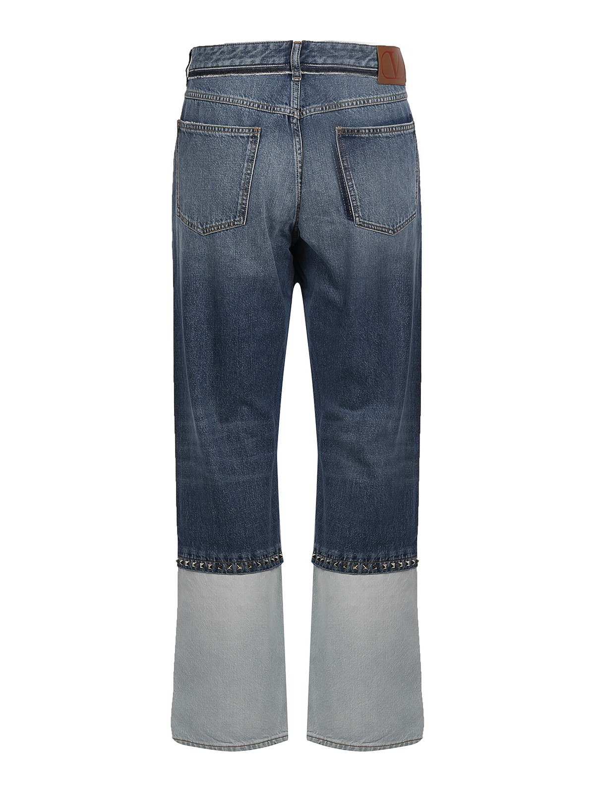Shop Valentino Wide-leg Jeans With Contrast Back In Light Wash