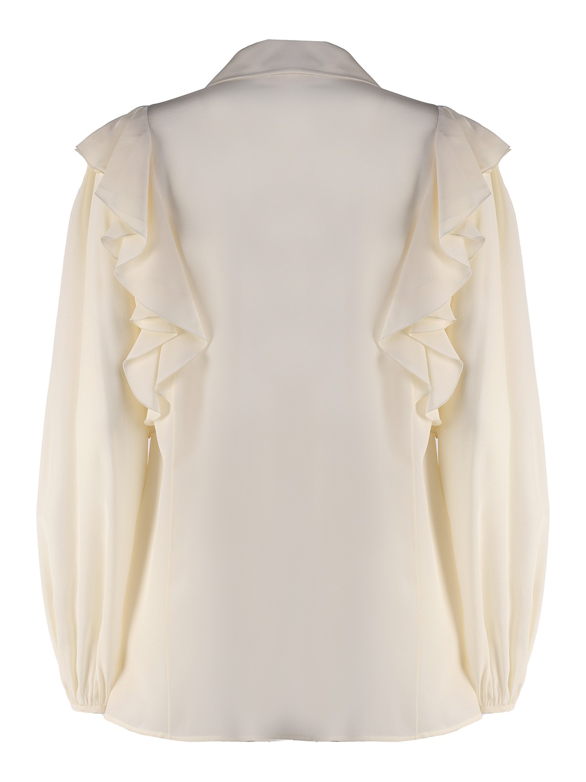 Shop Chloé Silk Shirt With Voulant In White