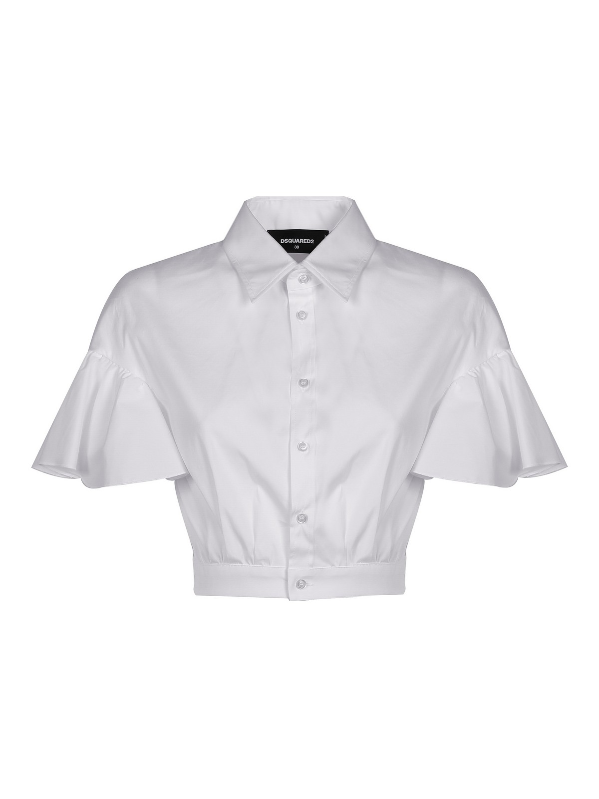 Dsquared2 Short Shirt With Voulant Sleeves In White