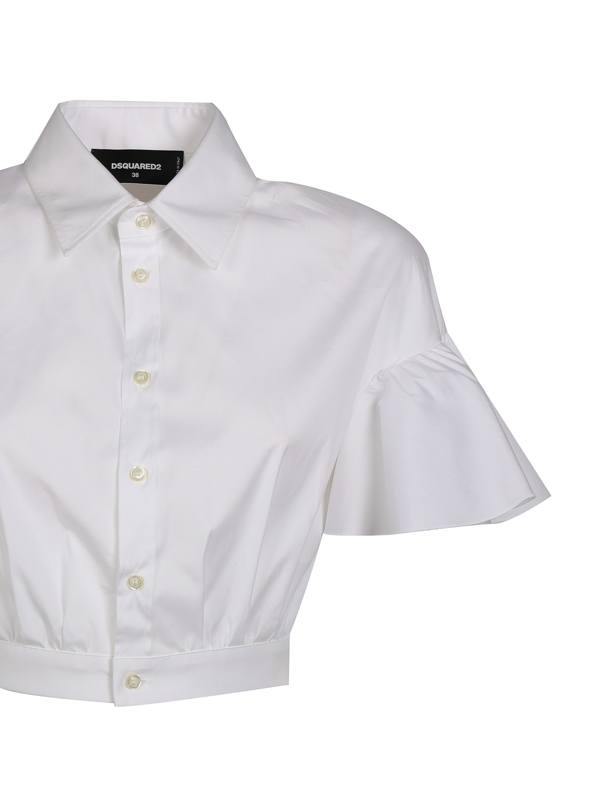 Shop Dsquared2 Short Shirt With Voulant Sleeves In White